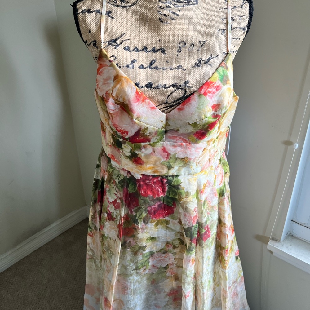 🖤SOLD🖤 Zimmermann Garden Picnic Linen & Silk Dress, Size 4 (fits like 12 US) - Picture 10 of 17